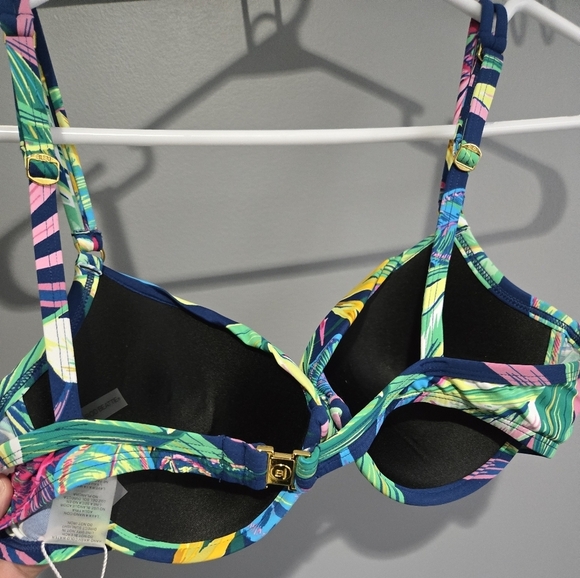 Women's Bleu Rod Beattie Bikini Top Size6 Blue Green Floral - Picture 4 of 9